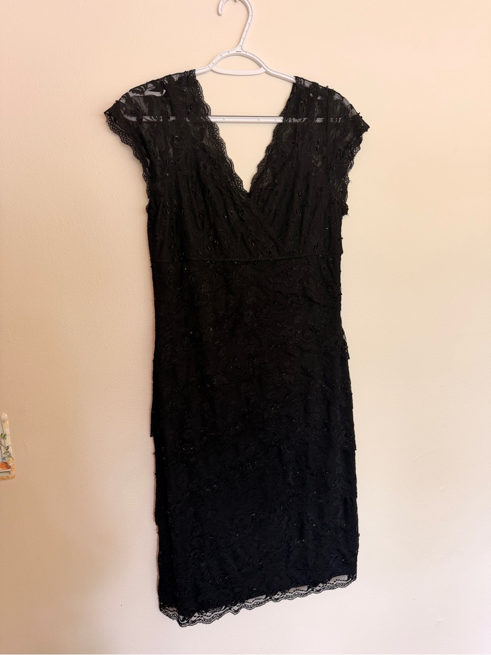 Marina black lace beaded dress size 12 - Picture 4 of 14